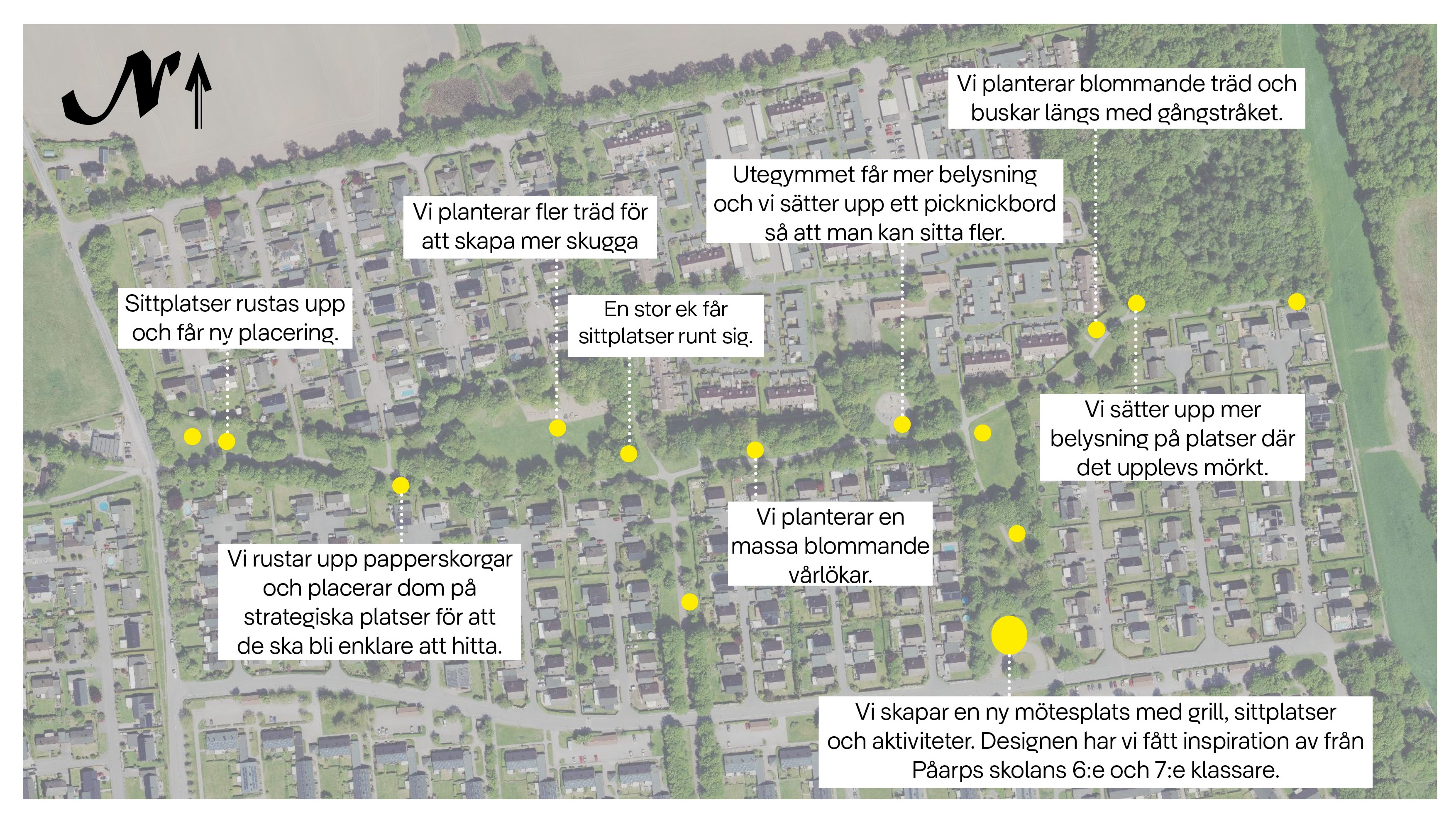 Illustrationsplan över åtgärder i Hagaparken