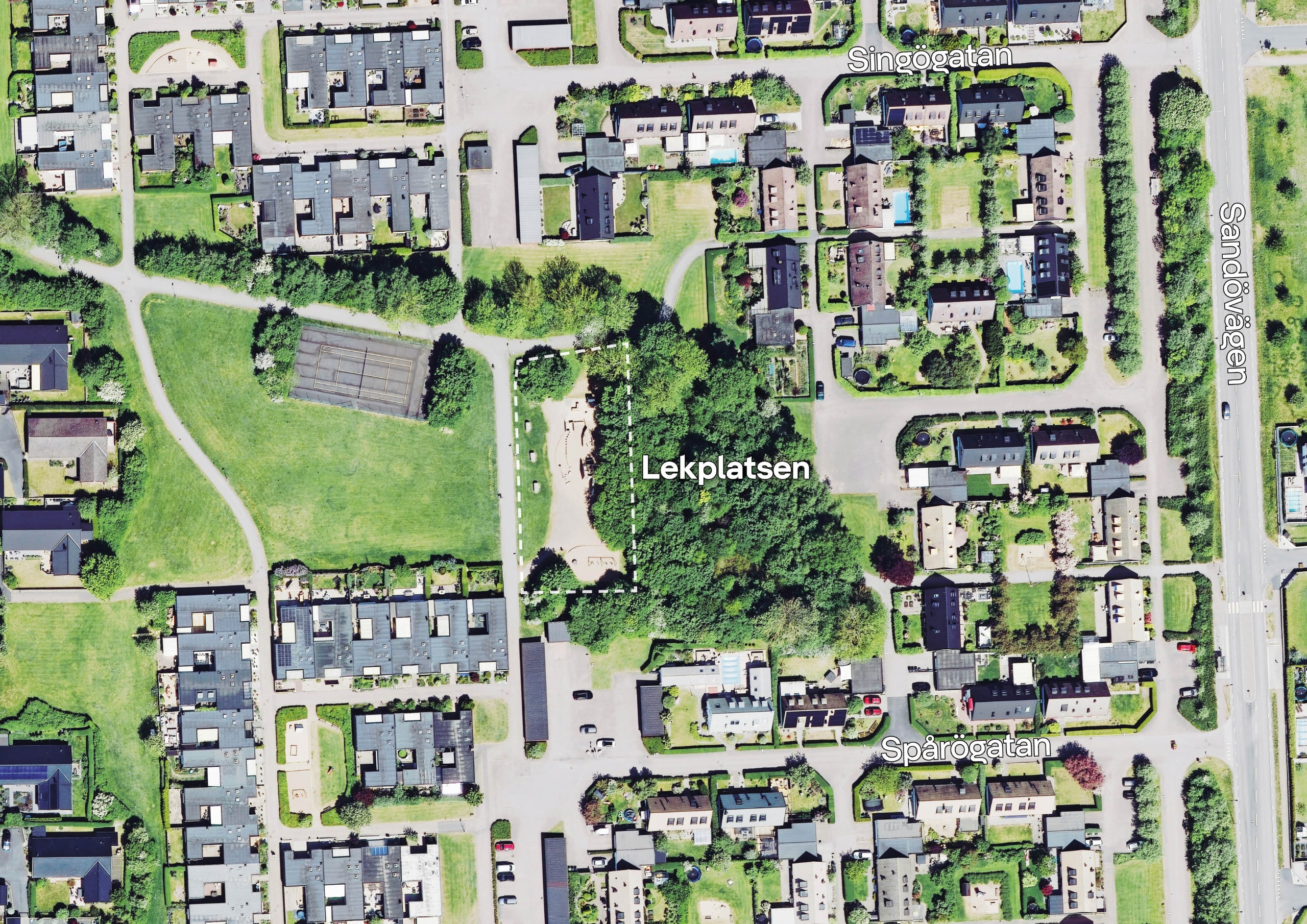 Karta över området där lekplatsen ligger