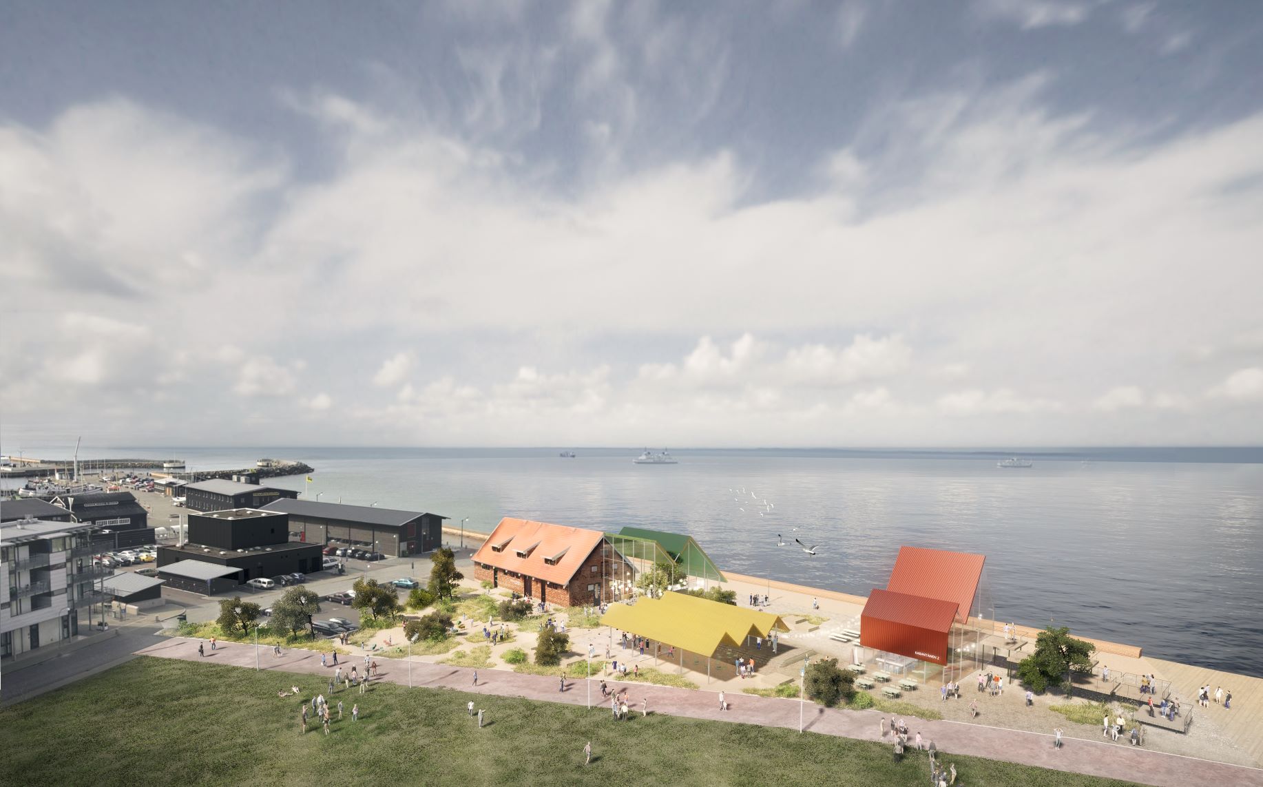 Illustration av förslaget Byn i Hamnen