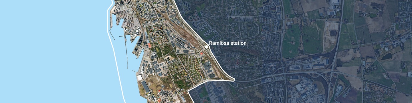 Karta över området med södra staden markerad